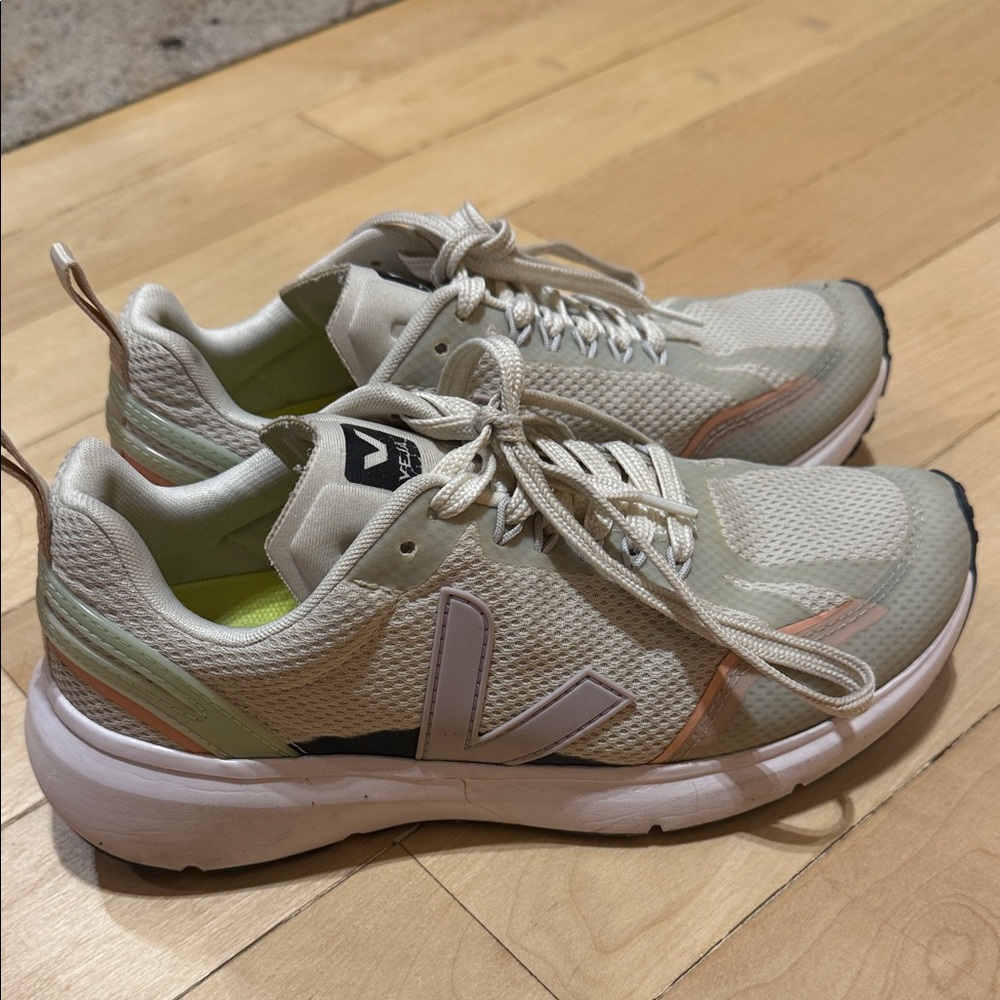 Veja Cream and White Athletic Shoes